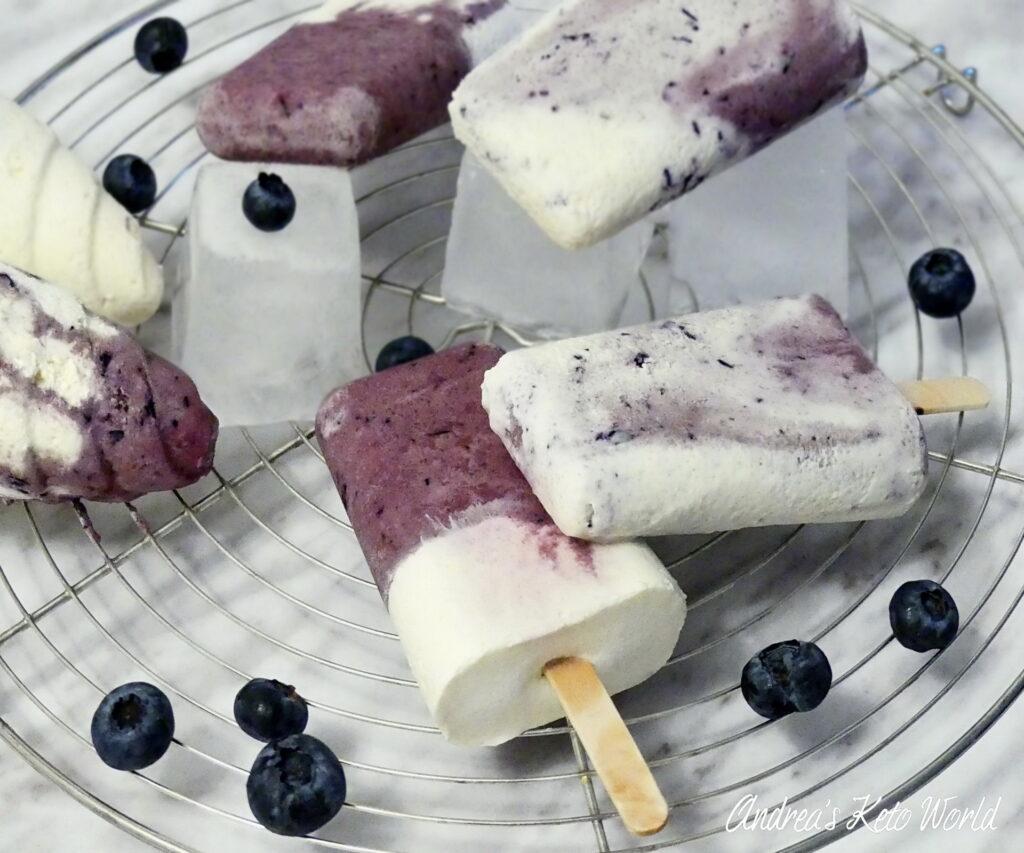 Blueberry Keto Ice Popsicles