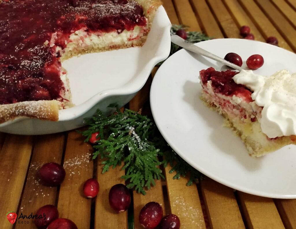 Sugar-free, Gluten-free, Low-carb Cranberry Cottage Cheese Pie