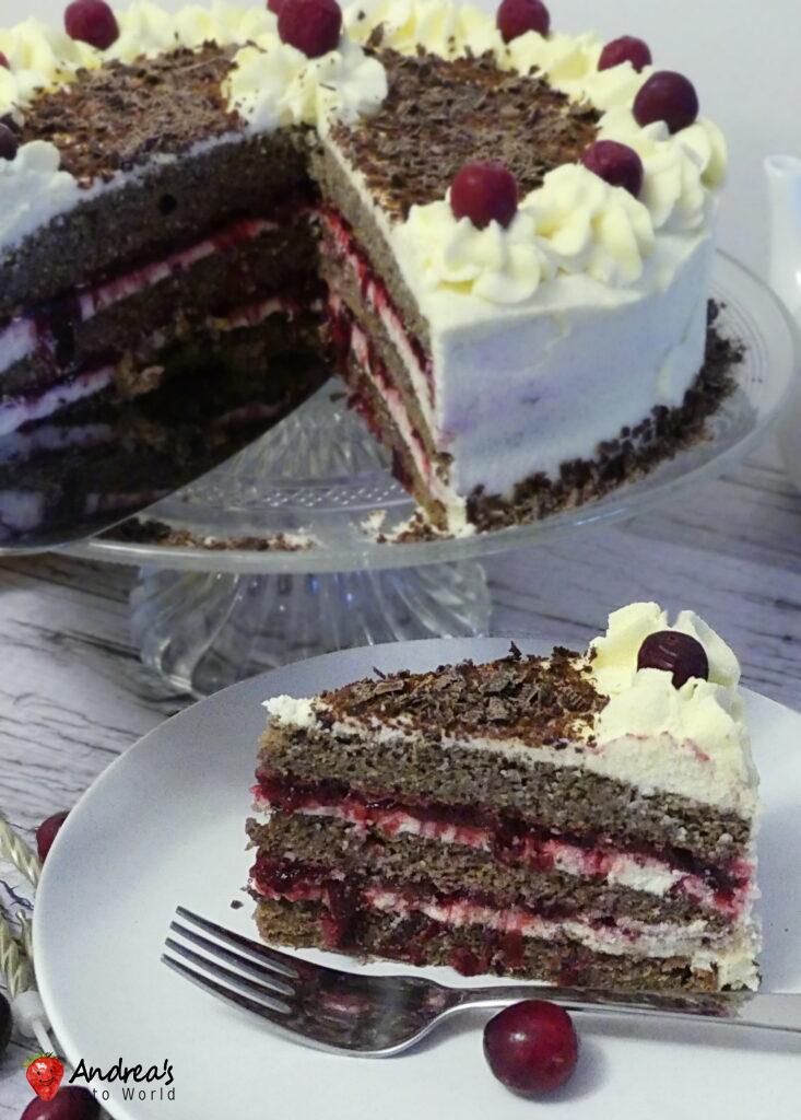 Low-carb Gluten-free Cranberry Vanilla Chocolate Cake