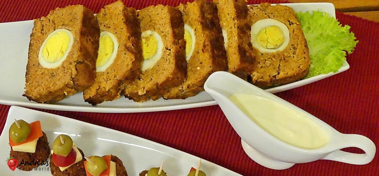 Stefania meatloaf stuffed with hard boiled eggs without bread